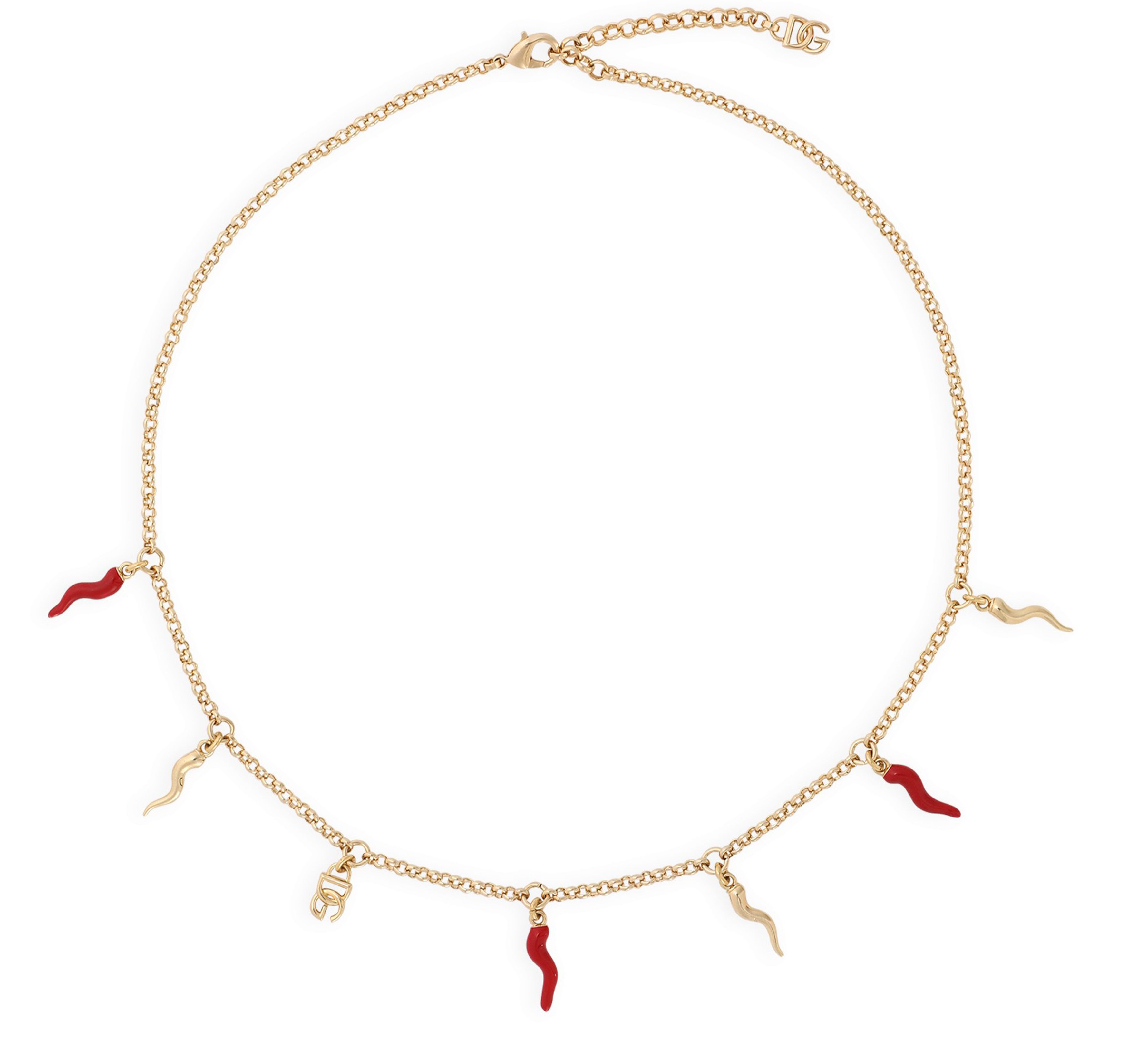 Dolce & Gabbana DG logo and horn charm necklace