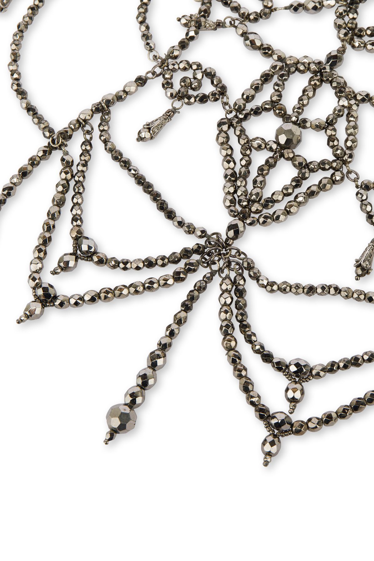 Alberta Ferretti Silver beaded maxi necklace