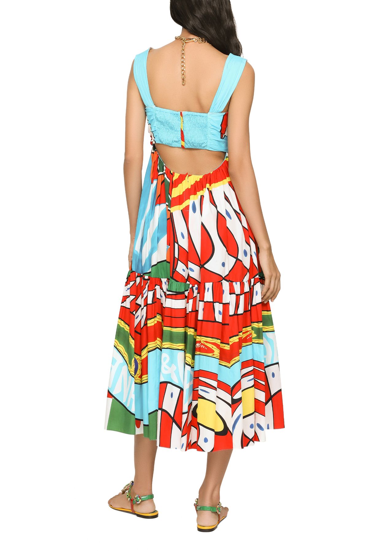 Dolce & Gabbana Mid-length Popeline Carretto Printed Dress