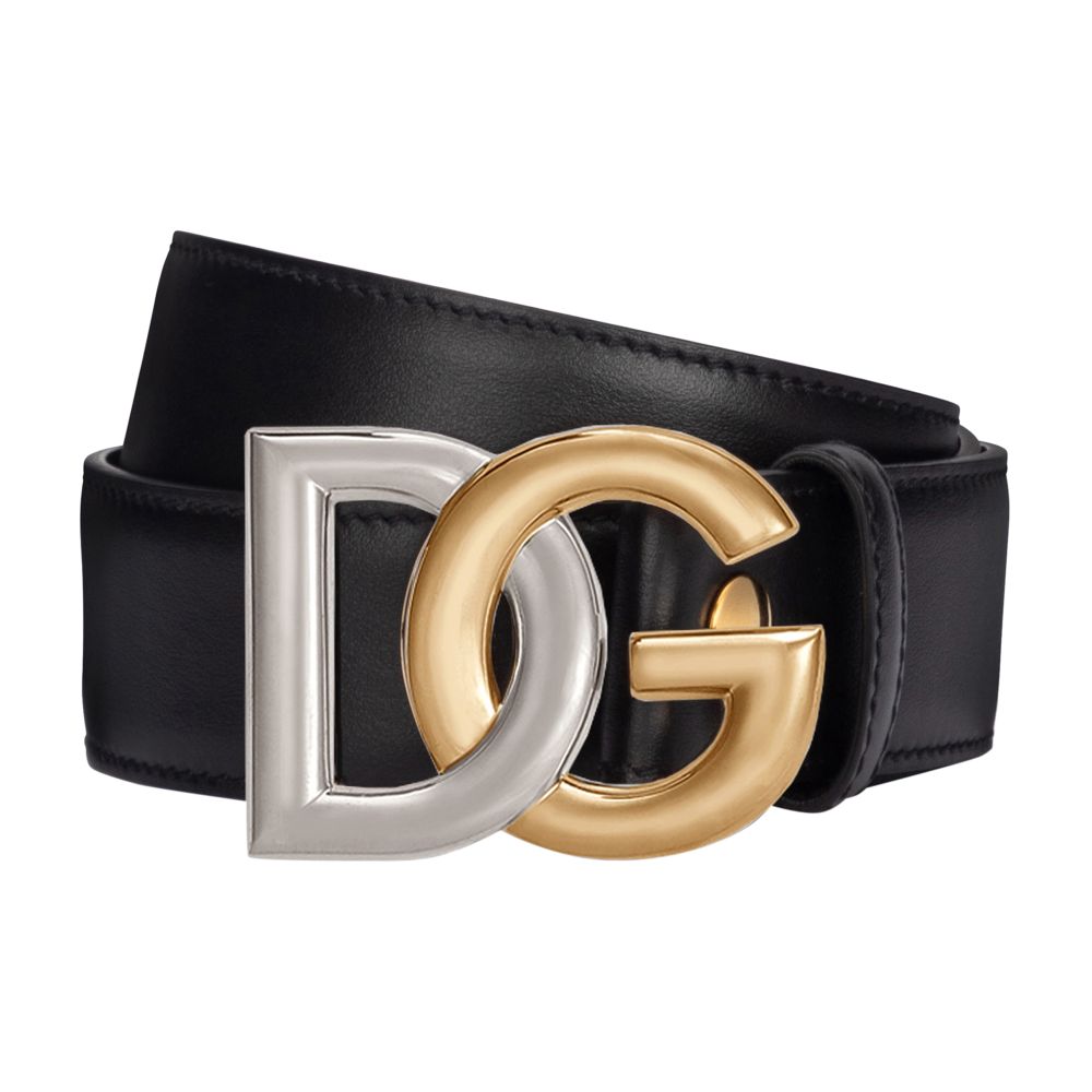 Dolce & Gabbana Calfskin belt with double-plated DG logo