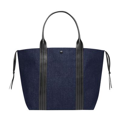  Leather and cotton cabas tote