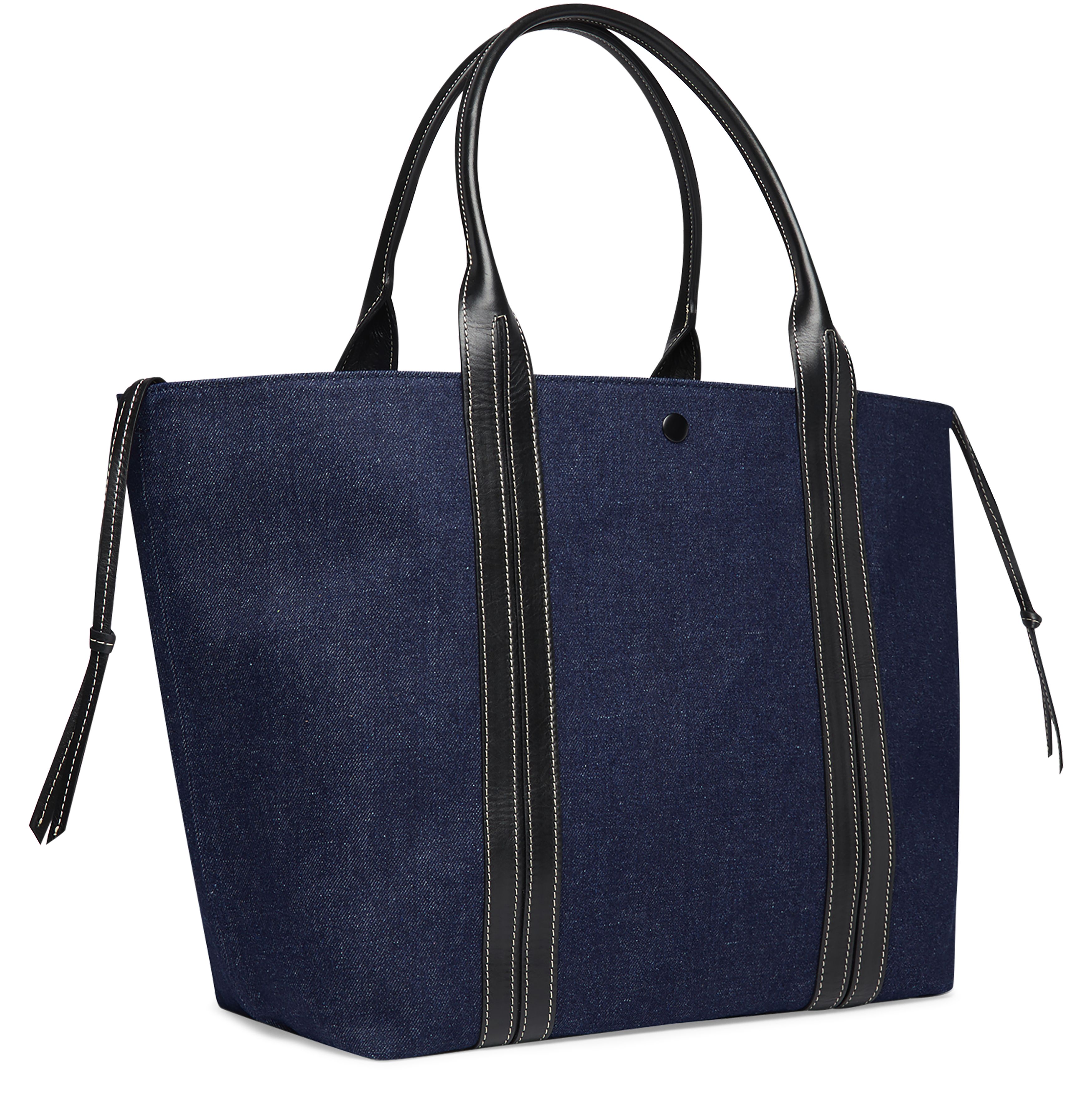  Leather and cotton cabas tote