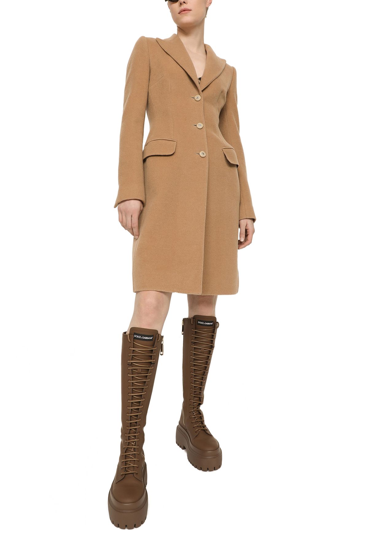 Dolce & Gabbana Single-breasted camel wool coat