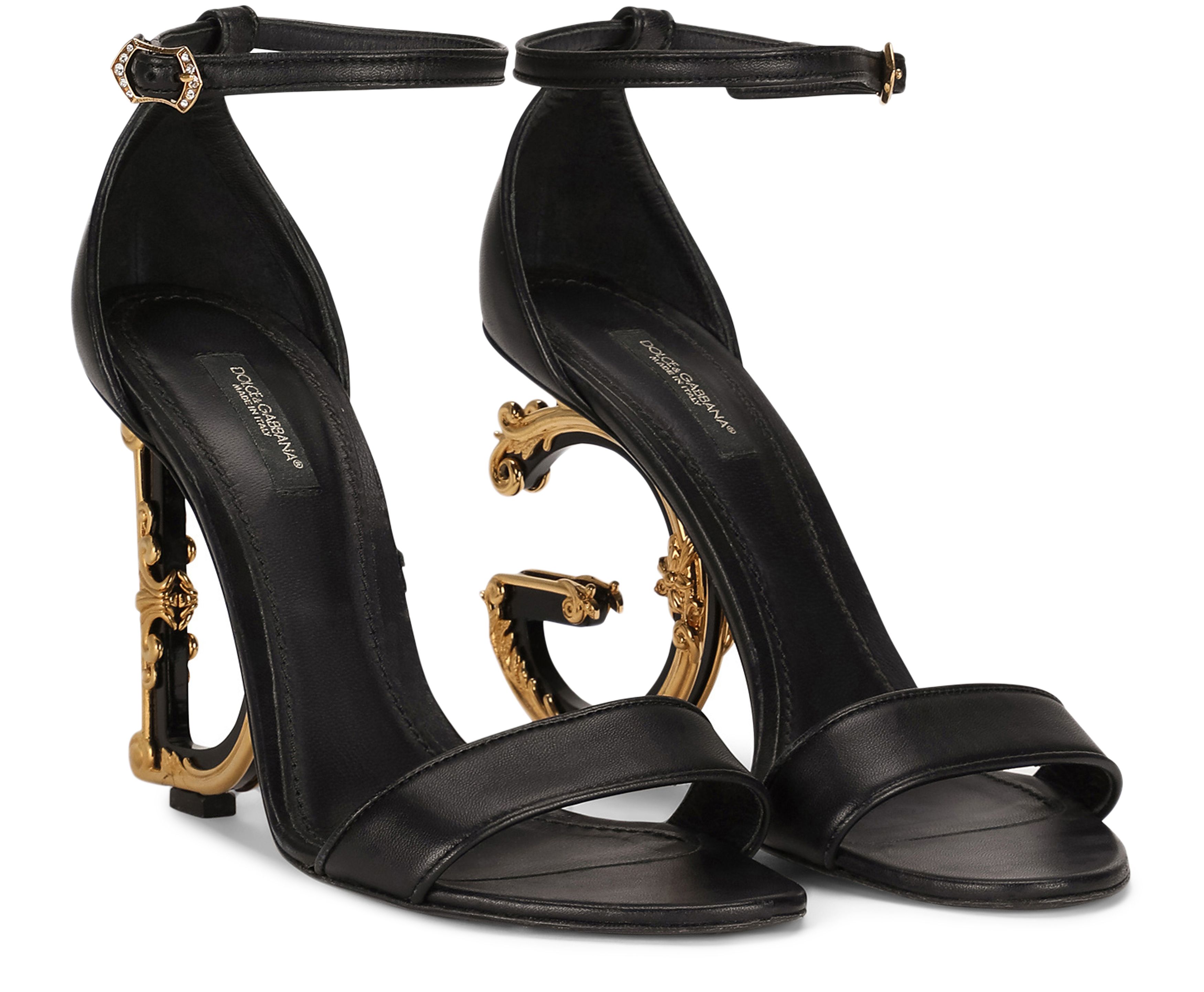 Dolce & Gabbana Nappa leather sandals with baroque D & G heel