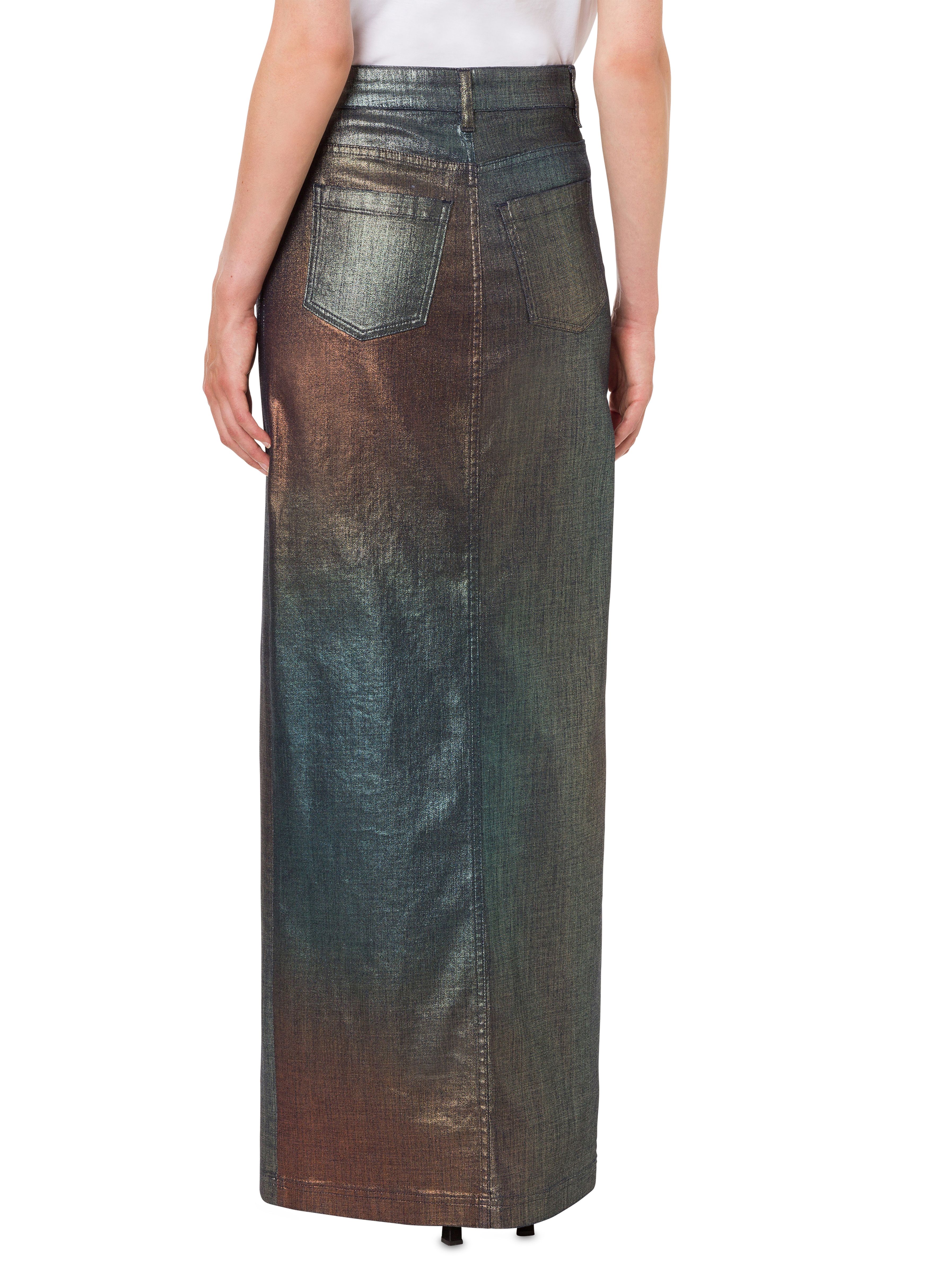 Alberta Ferretti Long skirt in laminated and shaded denim