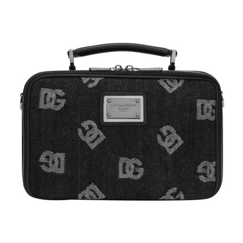 Dolce & Gabbana Calfskin and denim crossbody bag with logo