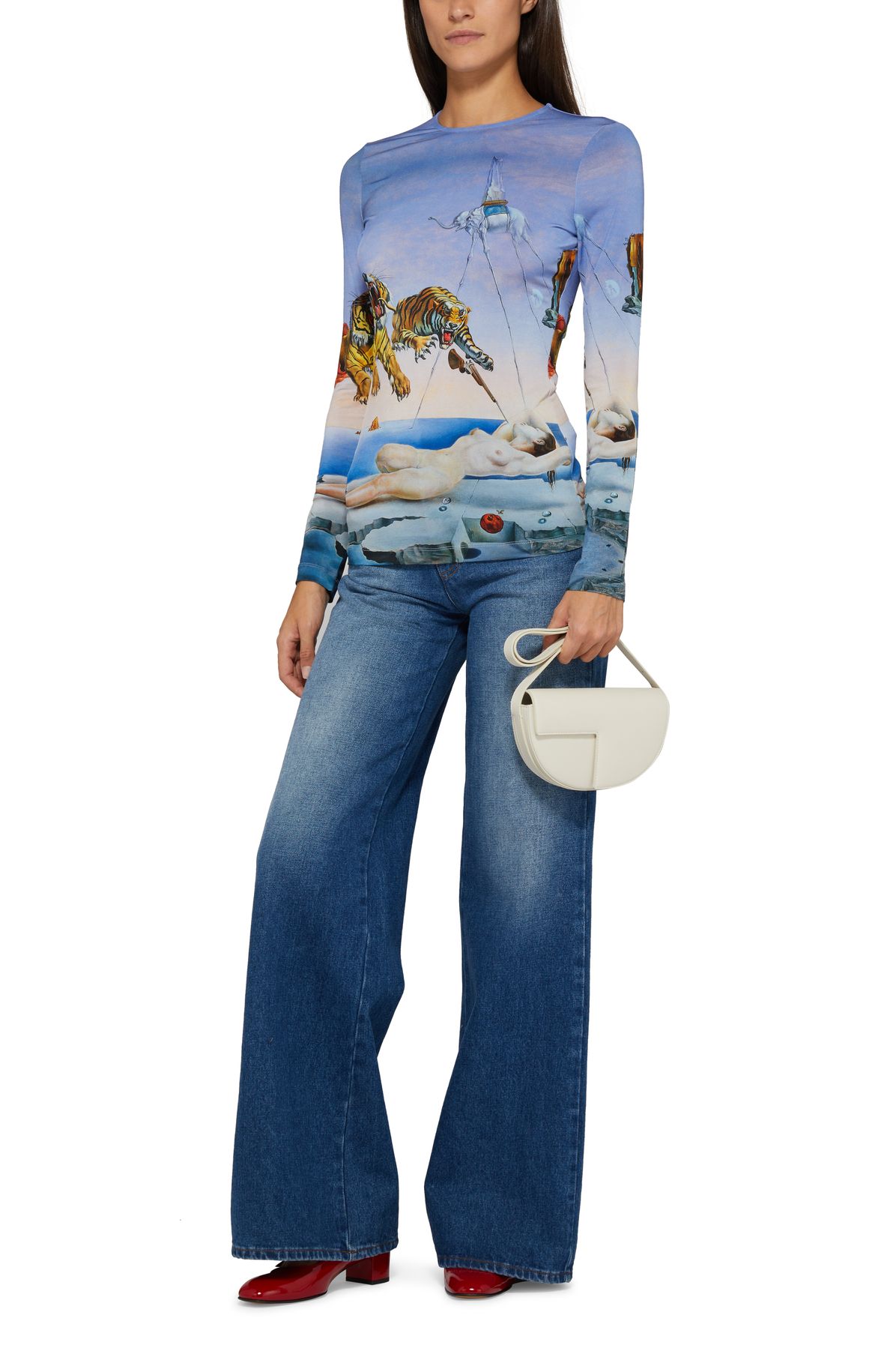 Rabanne Dali long-sleeved printed top