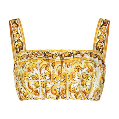 Dolce & Gabbana Majolica print strappy poplin top