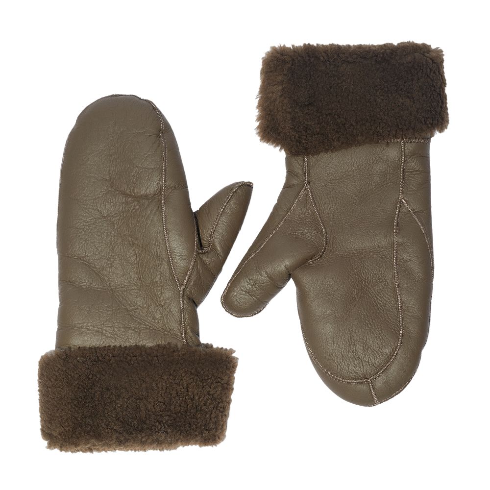 Yves Salomon Bouclé merino wool and lambskin mittens