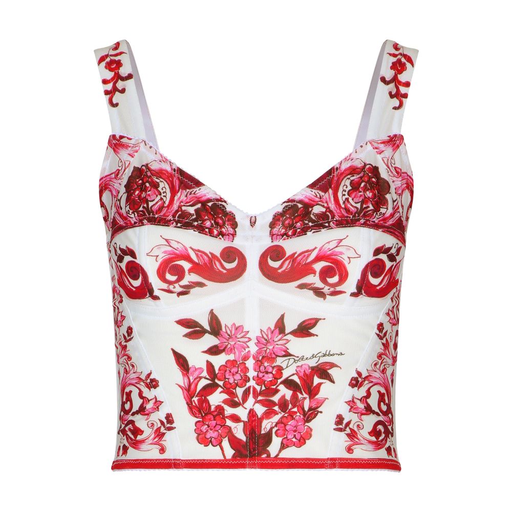 Dolce & Gabbana Marquisette Bustier in Majolica Print