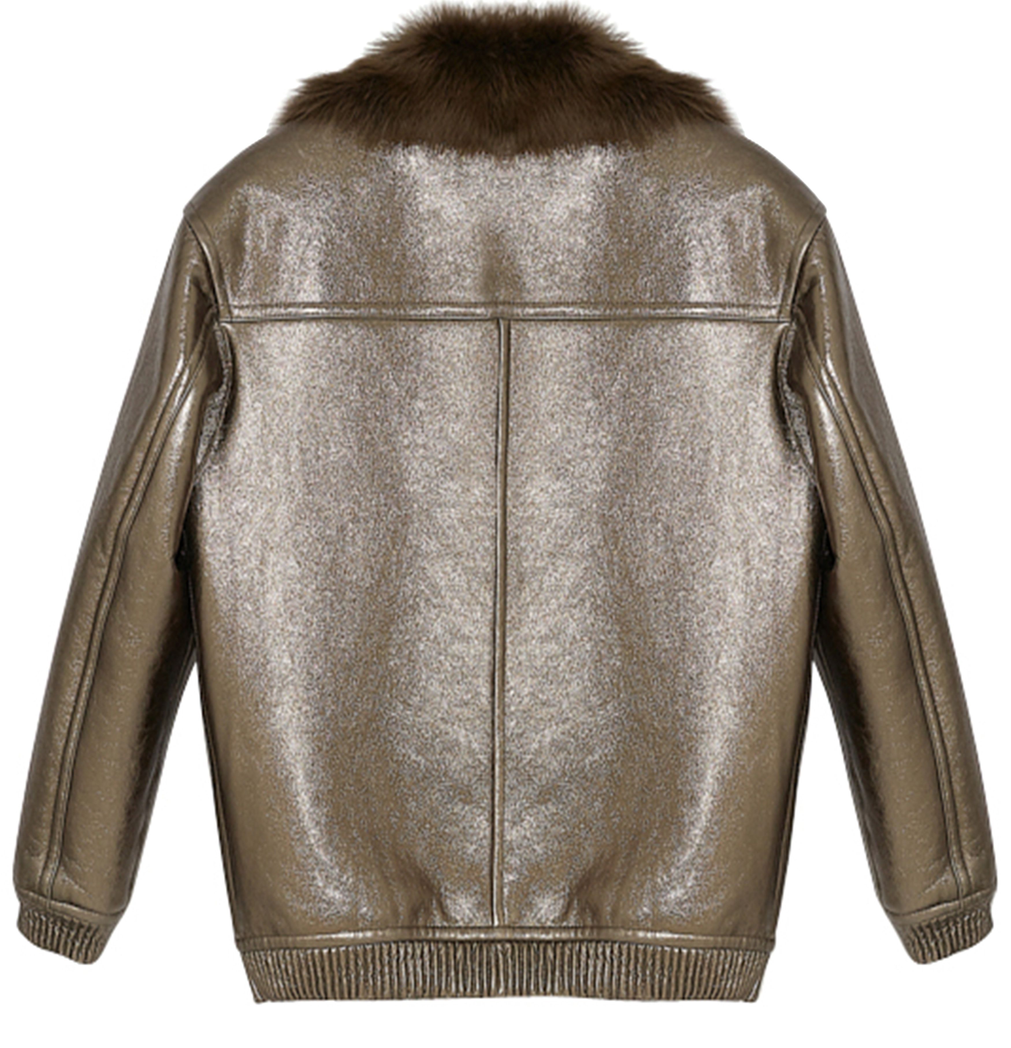 Yves Salomon Zippered Shearling jacket with pockets