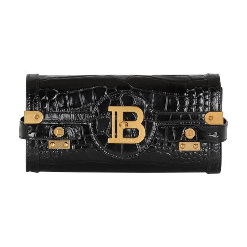 Balmain B-Buzz 23 Clutch bag in crocodile effect leather