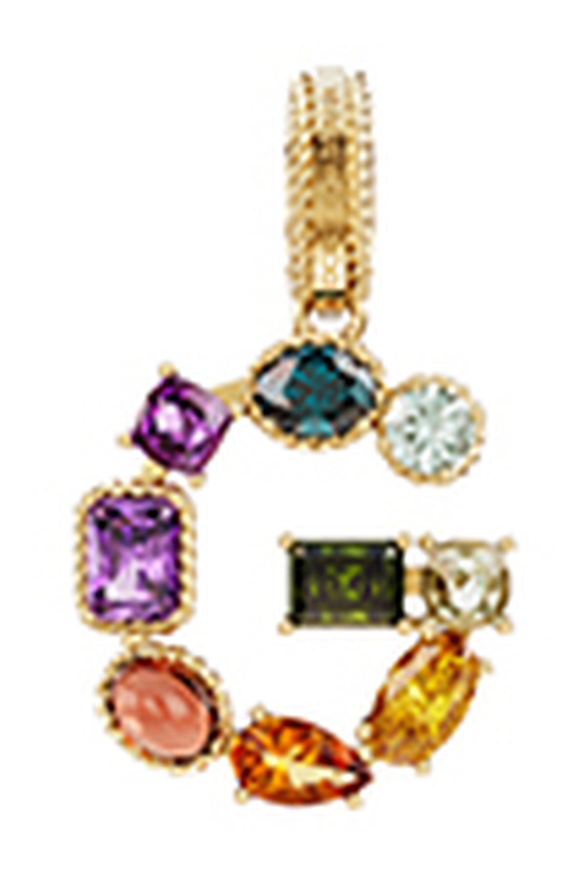 Dolce & Gabbana Rainbow alphabet G 18 kt yellow gold charm with multicolor fine gems