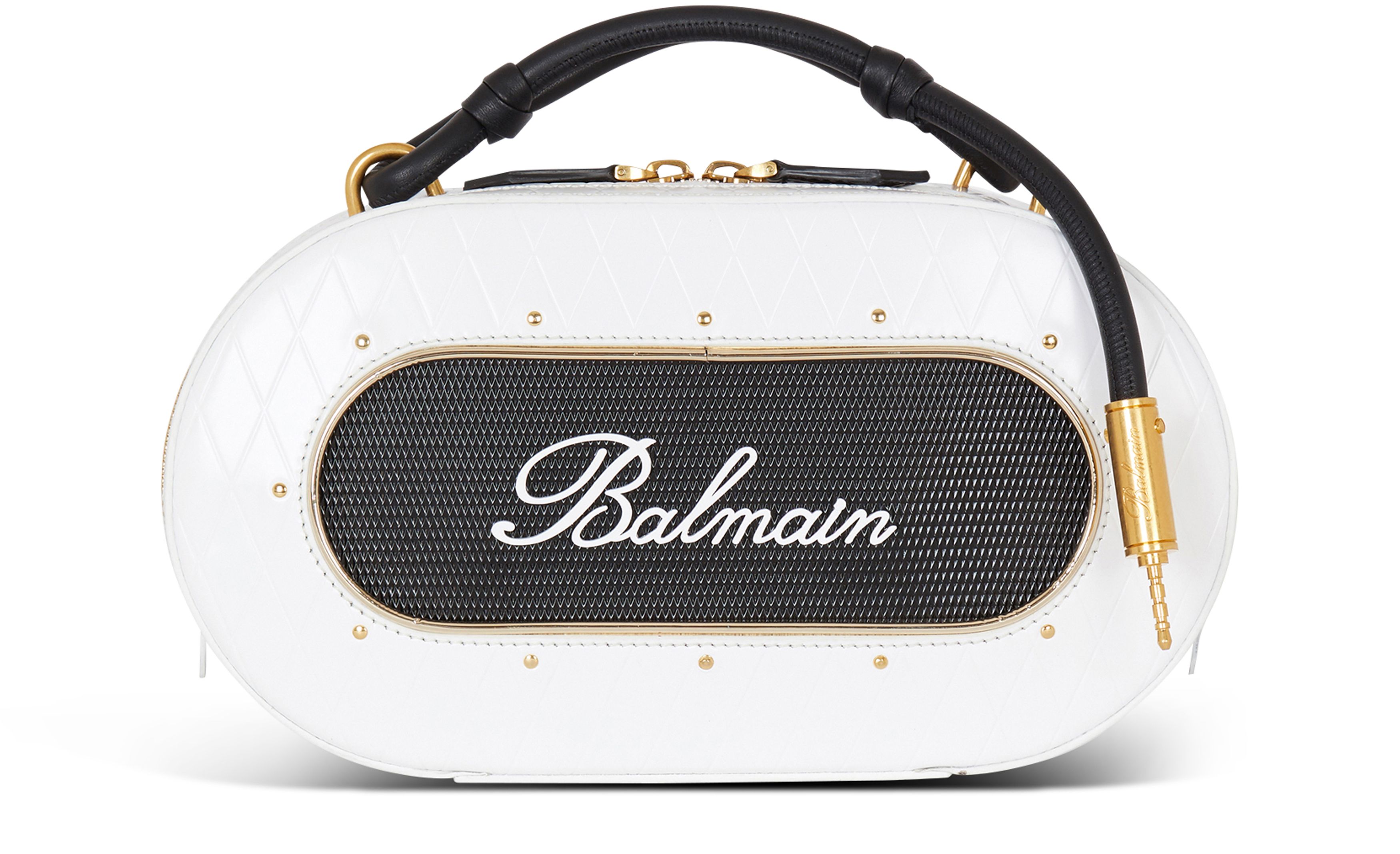 Balmain Embossed calfskin leather radio bag