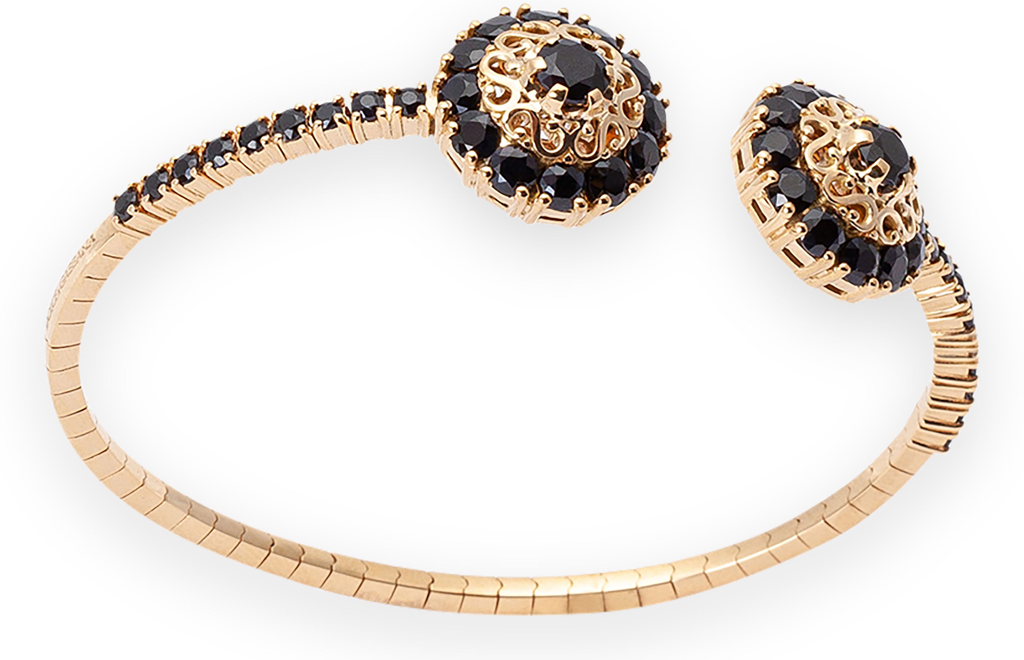 Dolce & Gabbana Family yellow gold bracelet with rosette motif and black sapphire