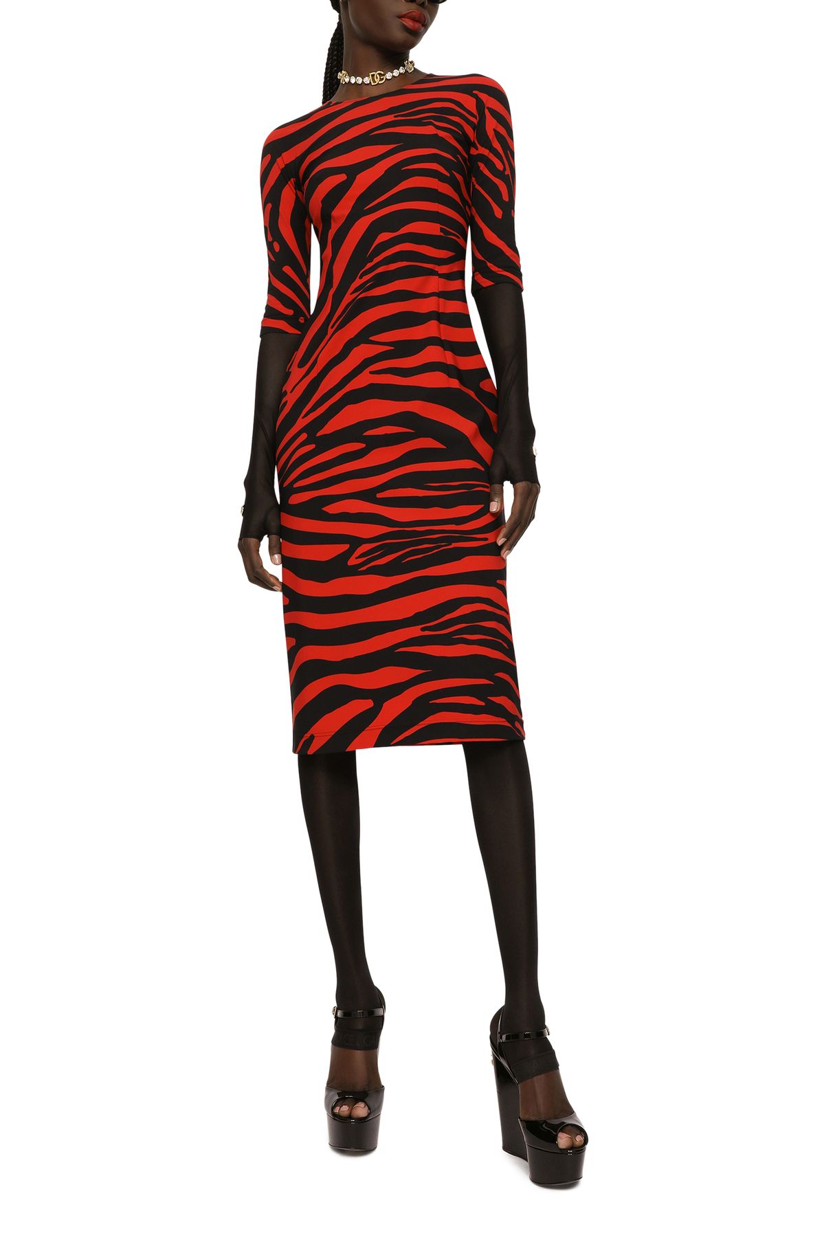 Dolce & Gabbana Zebra-print jersey midi dress