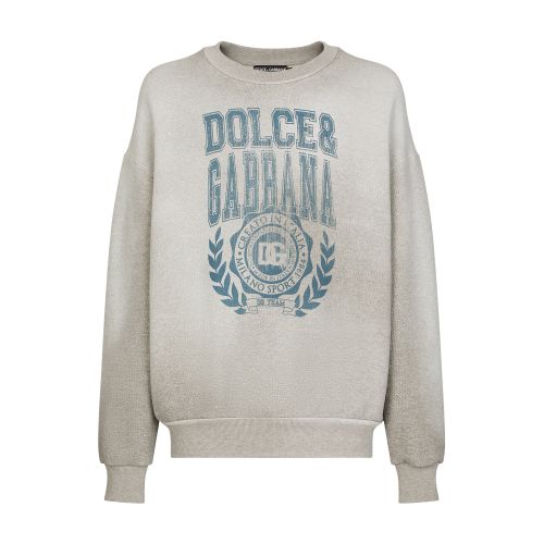 Dolce & Gabbana Melange jersey round-neck sweatshirt with print