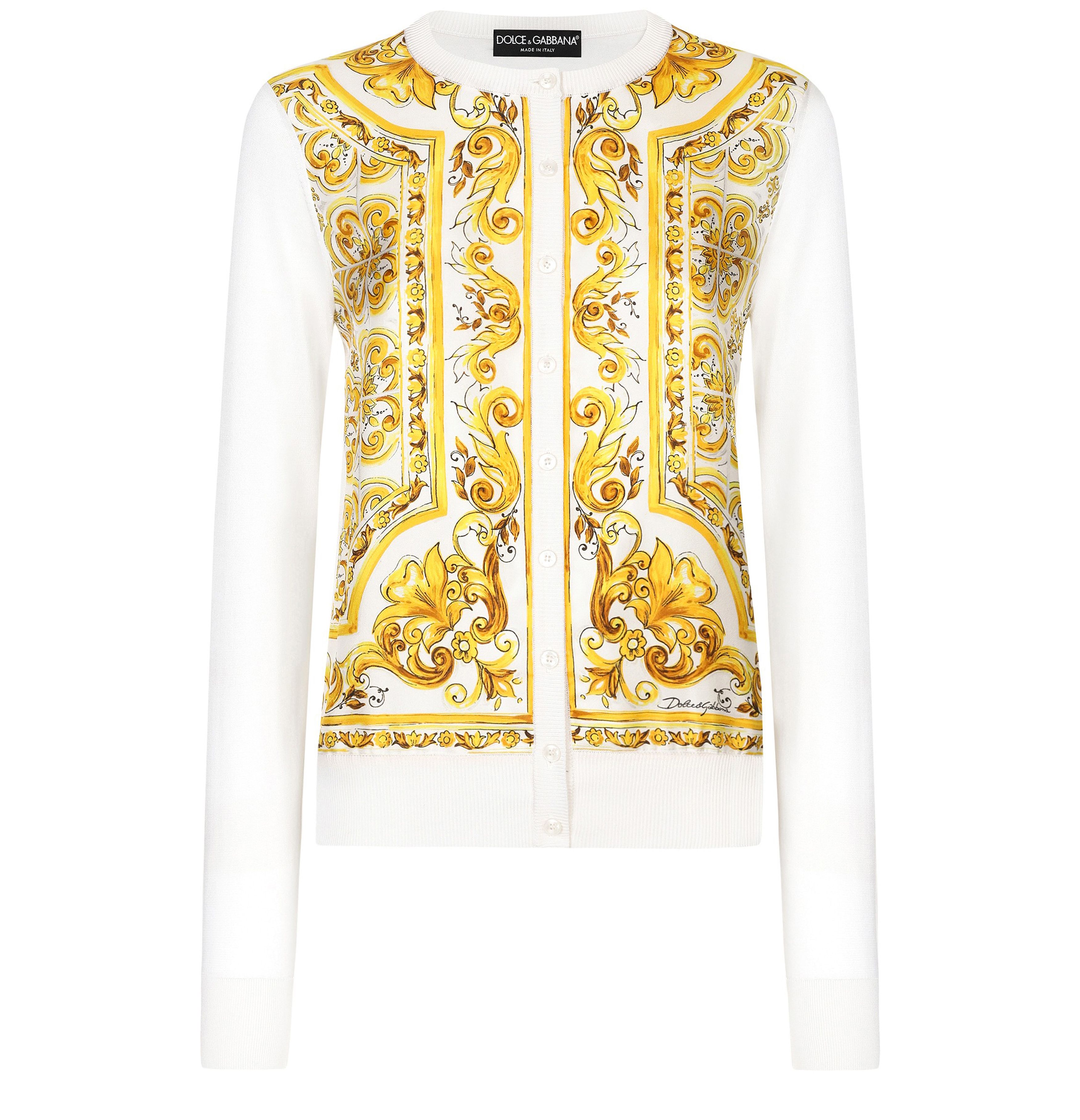 Dolce & Gabbana Silk cardigan with majolica panel