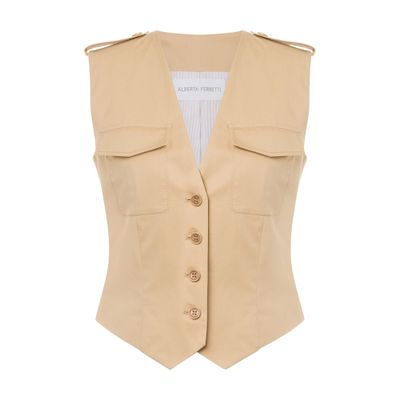 Alberta Ferretti Waistcoat in Stretch sateen with pockets