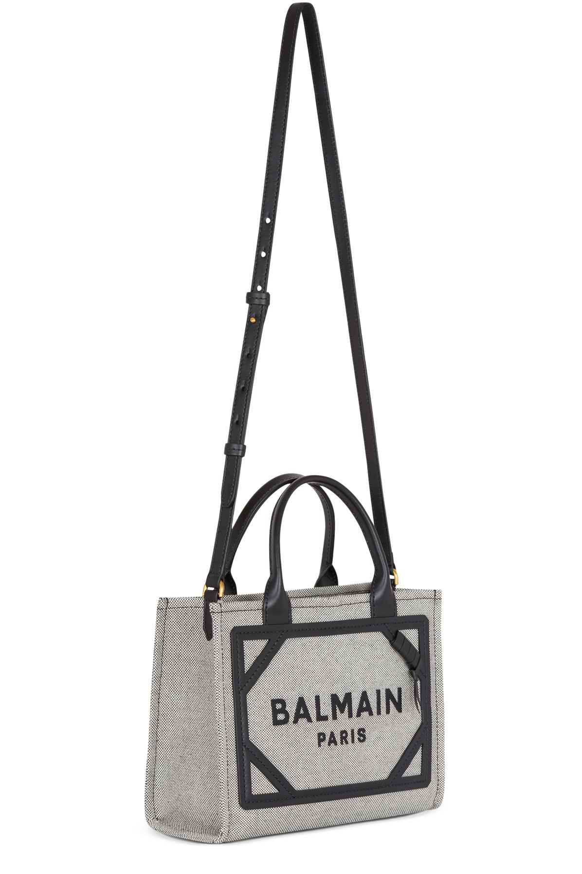 Balmain B-Army canvas and leather tote bag