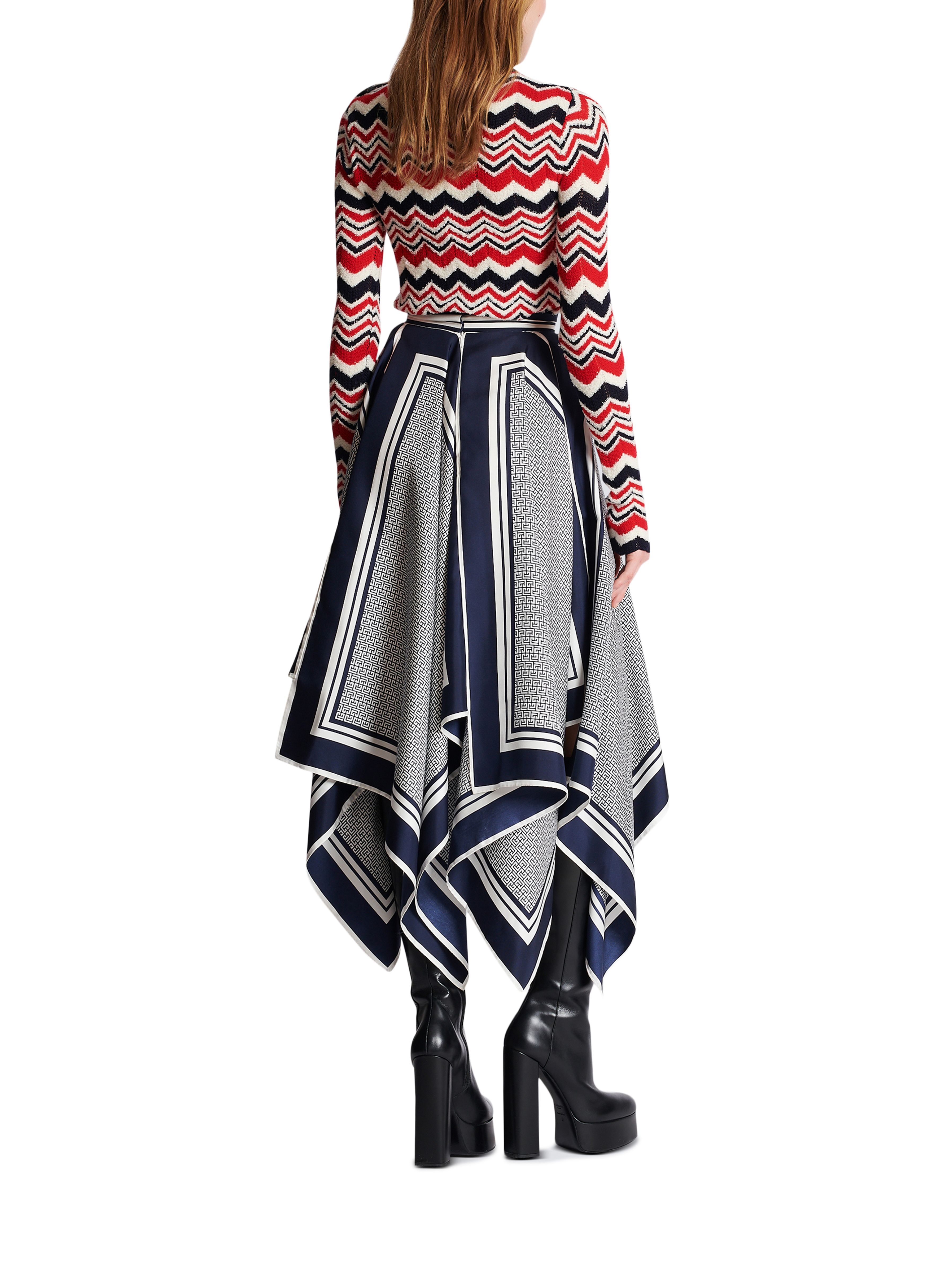 Balmain Monogrammed scarf skirt