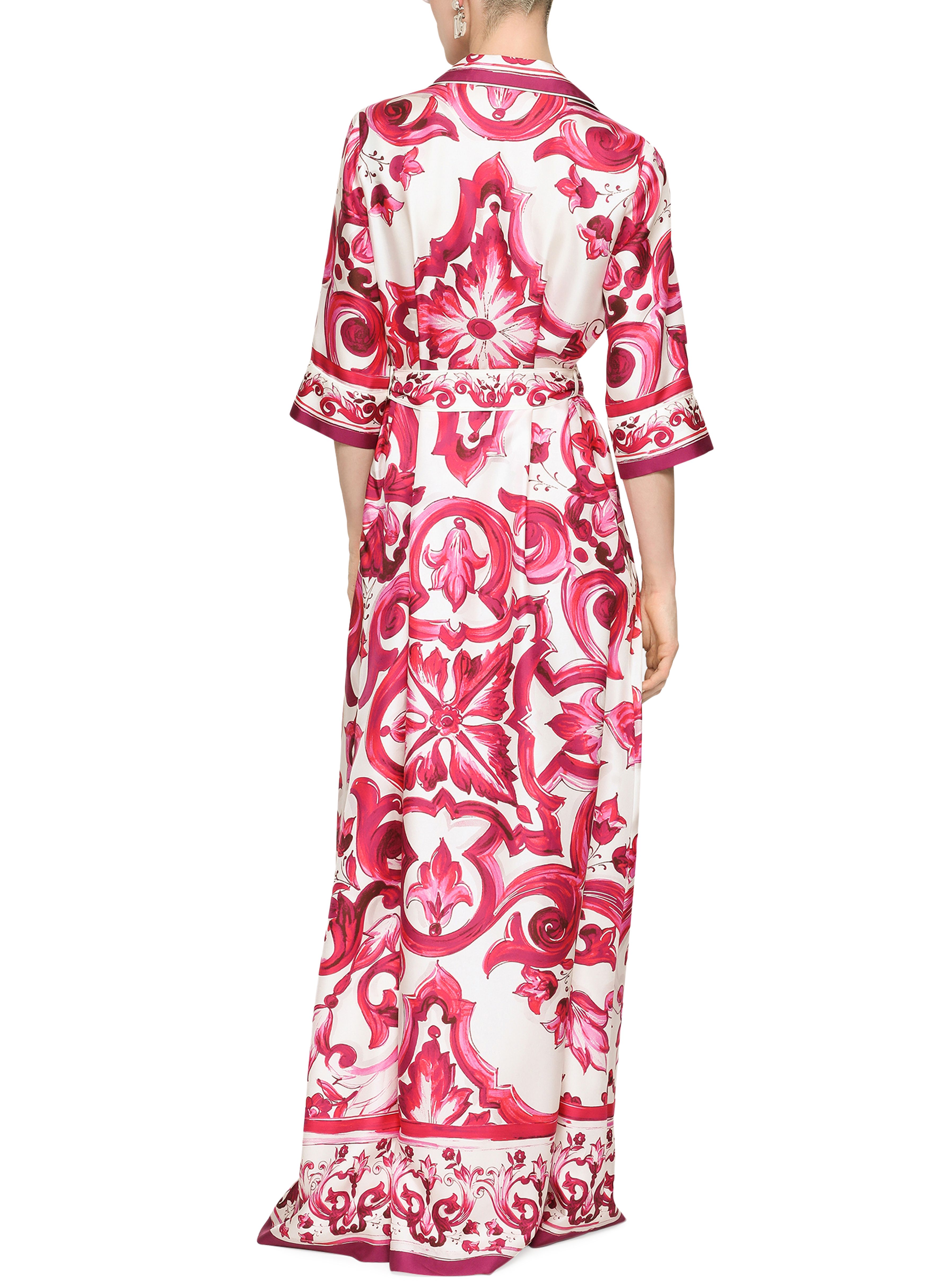 Dolce & Gabbana Silk twill robe with majolica print