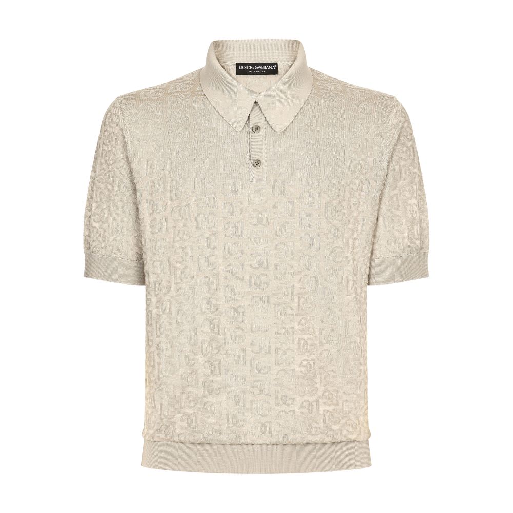 Dolce & Gabbana DG logo silk jacquard polo-shirt