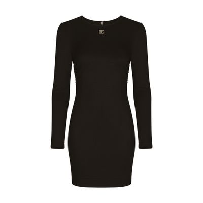 Dolce & Gabbana Milano rib short dress with DG logo