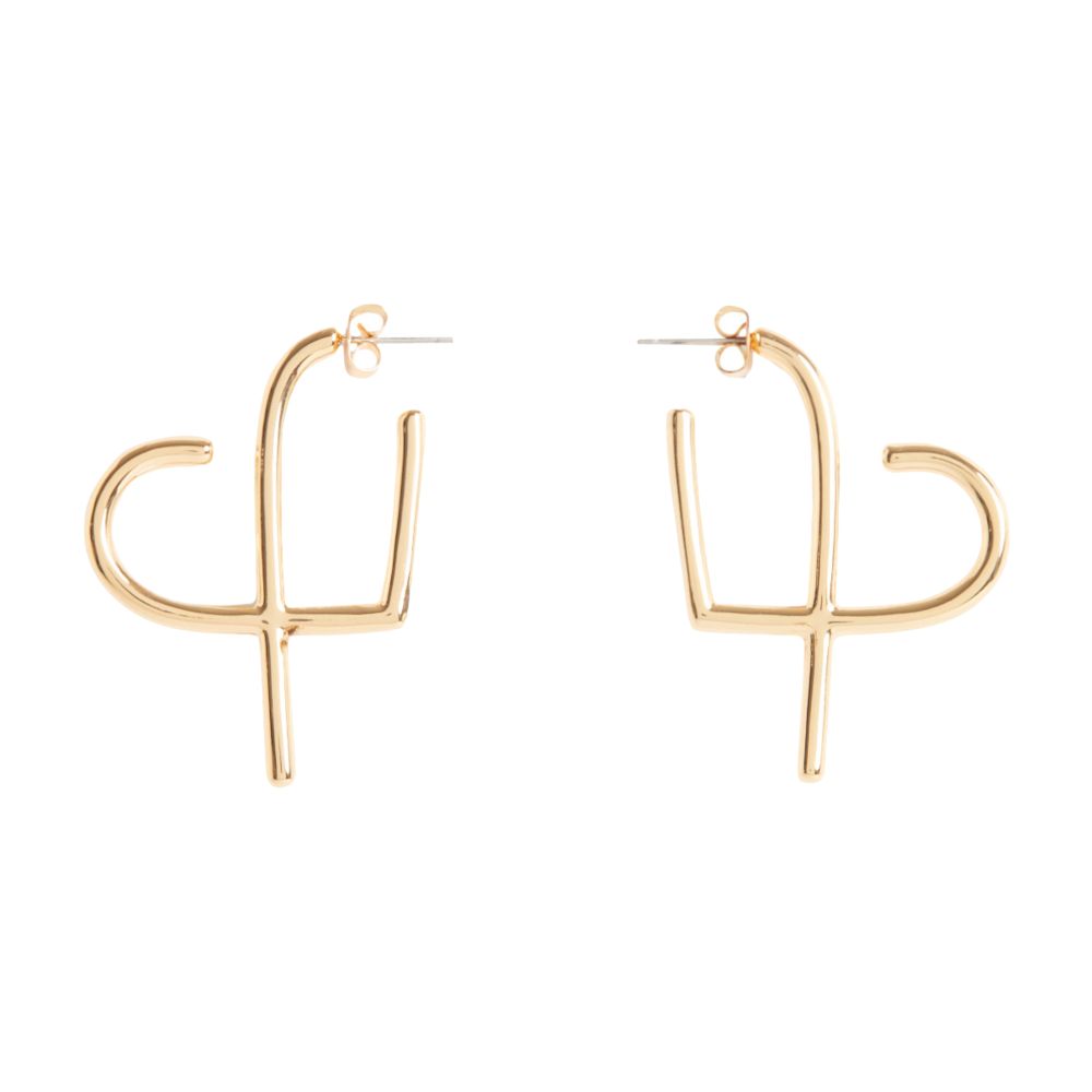  Golden brass cp heart hoop earrings