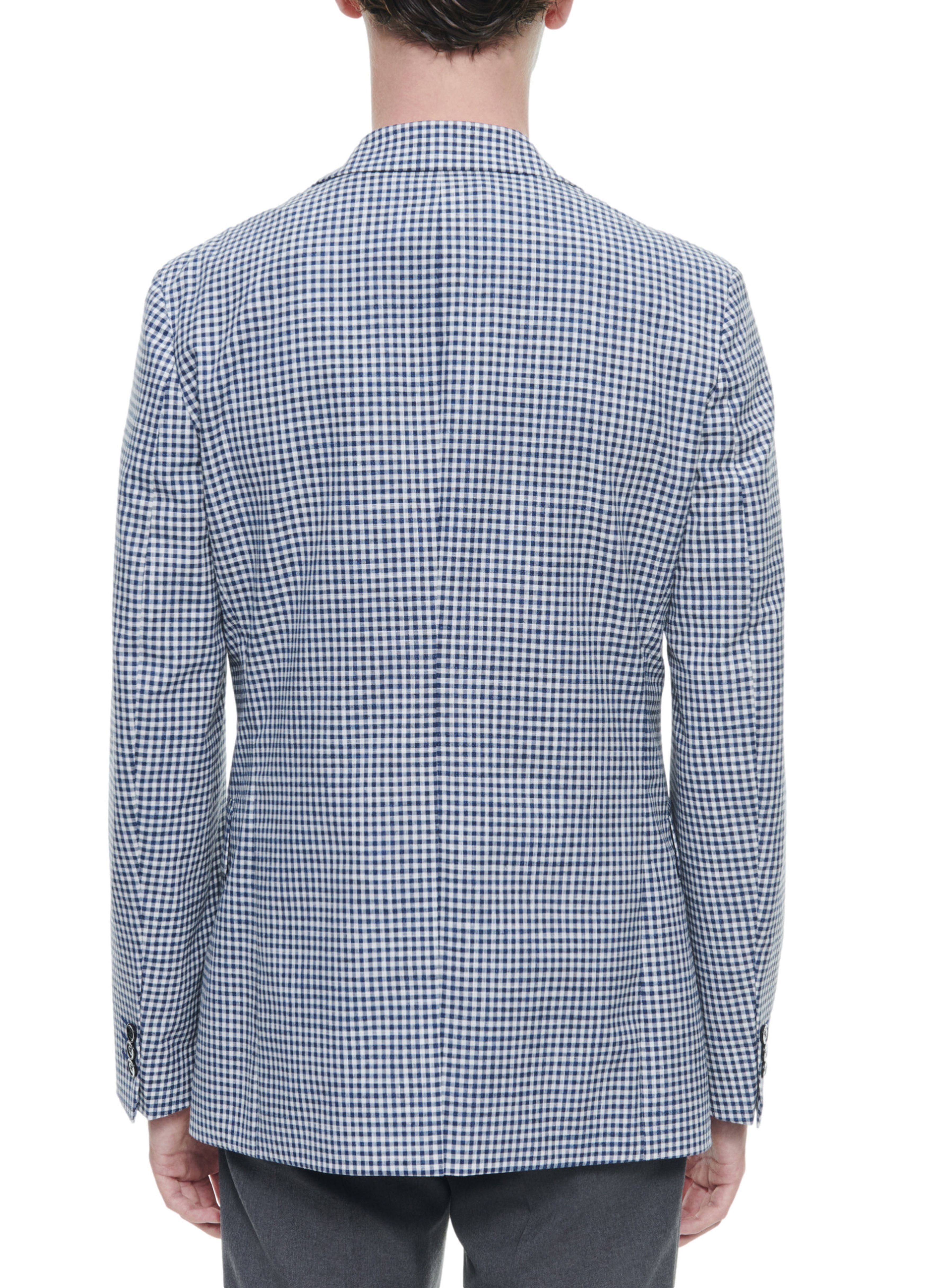  Wool, cotton and linen blend gingham jacket