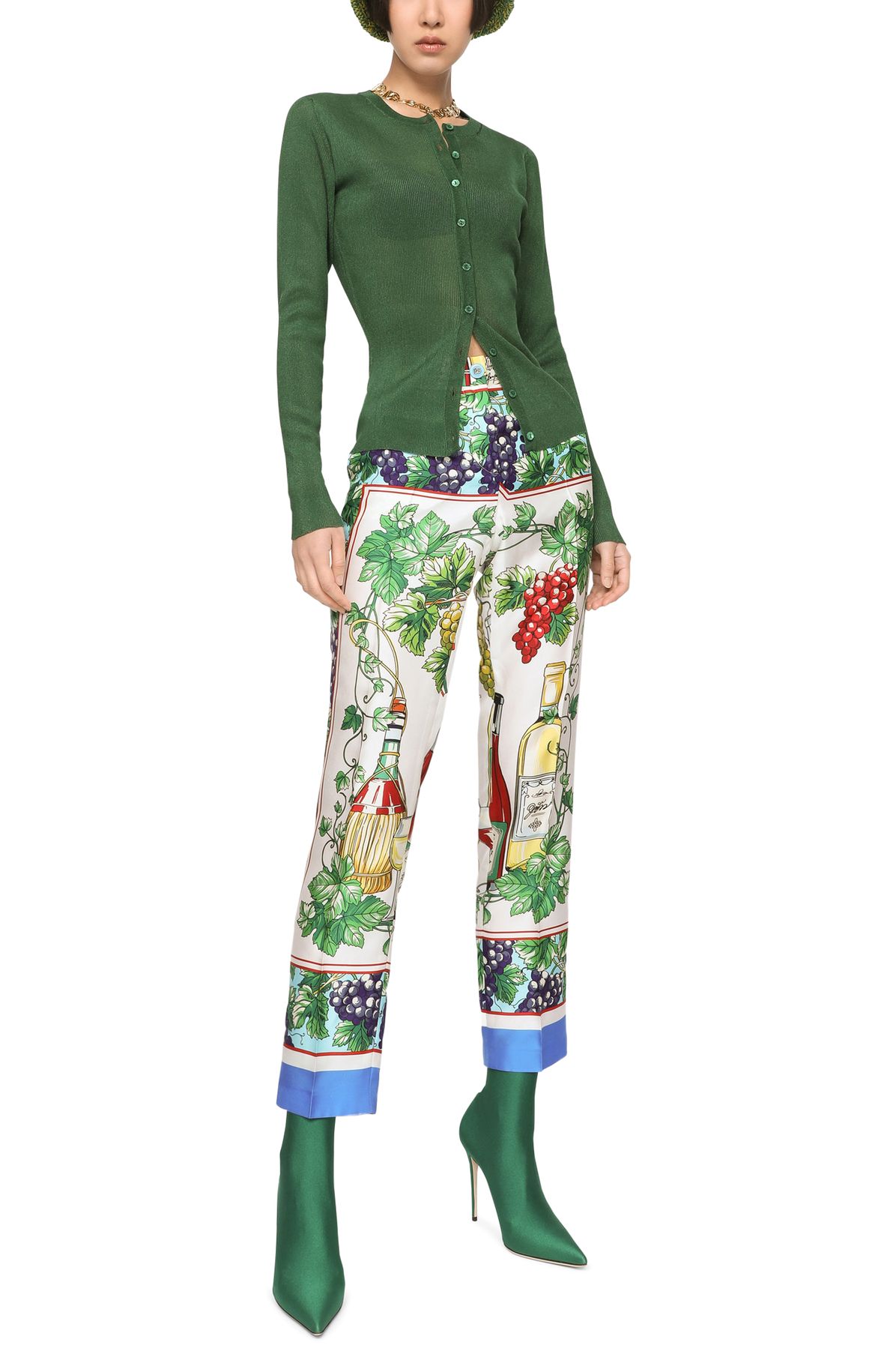 Dolce & Gabbana Wine-print twill pants