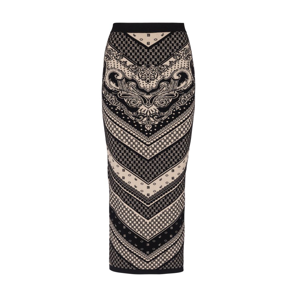 Balmain Knit Monogram and Paisley Skirt