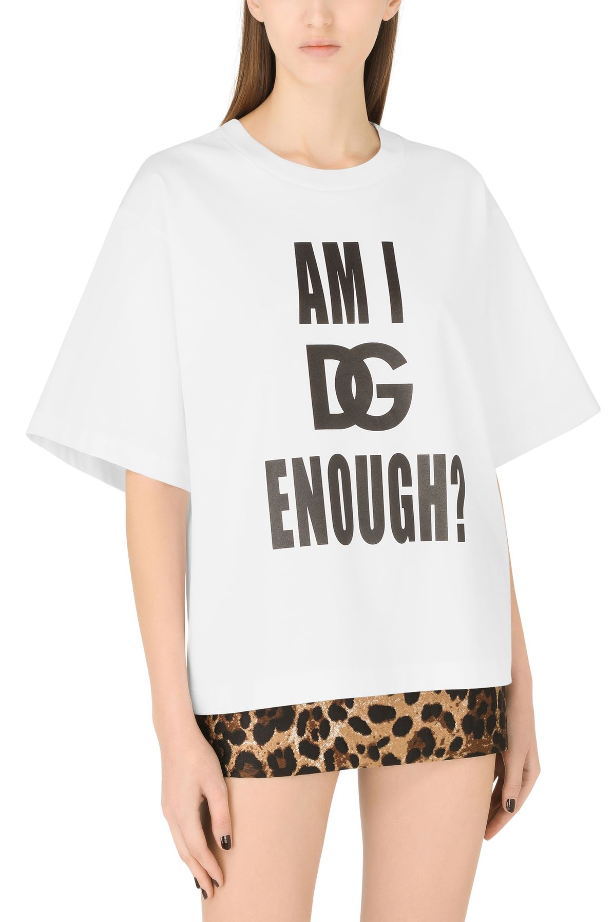 Dolce & Gabbana Jersey T-shirt with am I enough? print