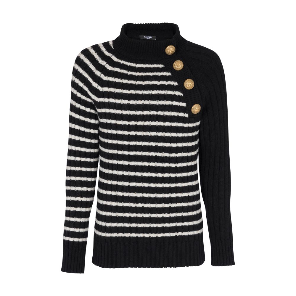 Balmain Striped sweater with gold buttons