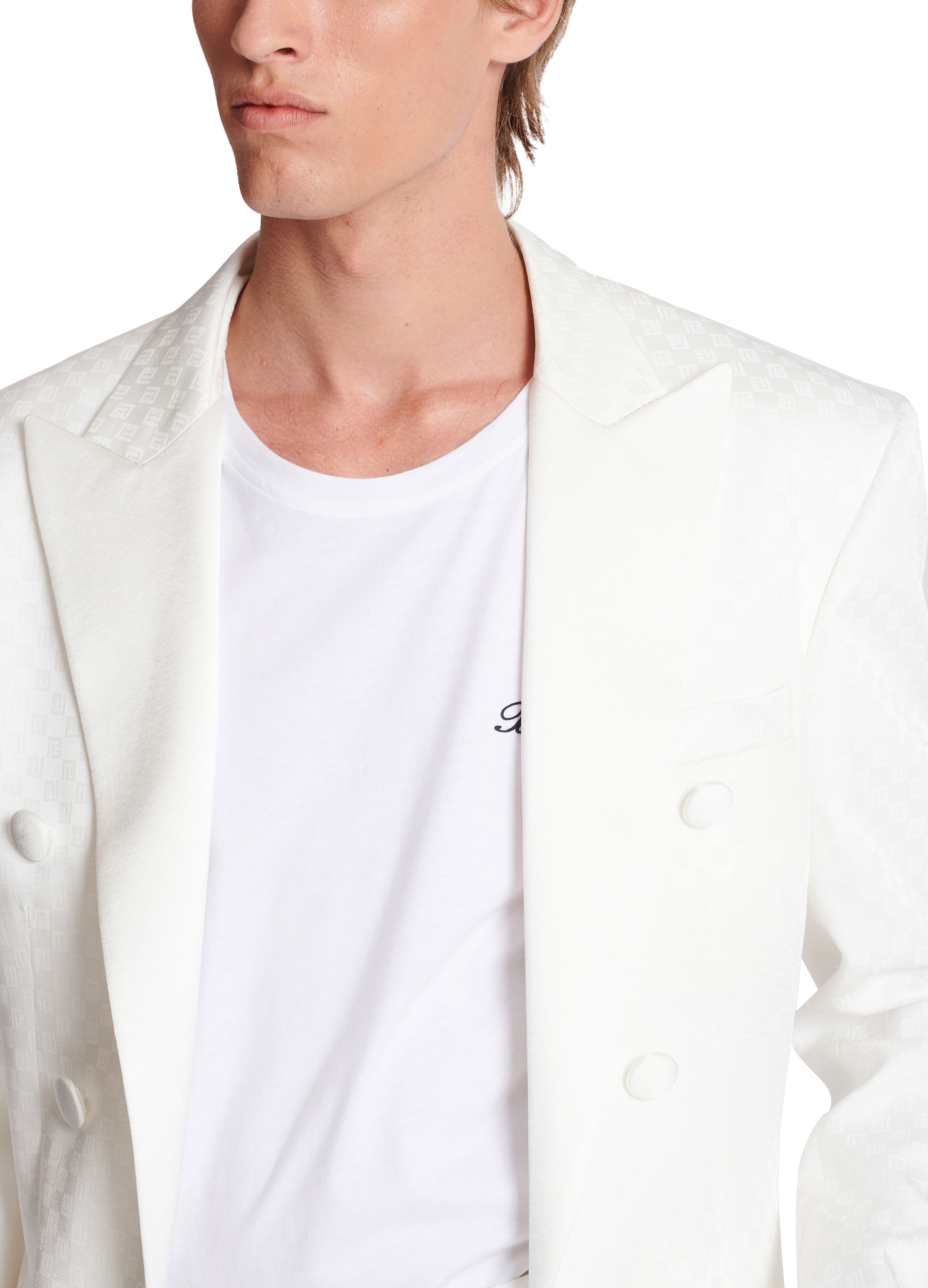 Balmain 6-Button Satin Monogram Jacket