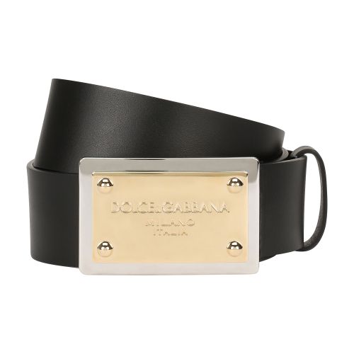 Dolce & Gabbana Lux leather belt with branded buckle