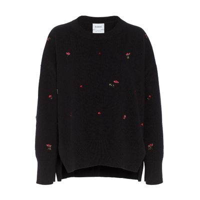 Barrie Iconic oversized jumper in cashmere with floral embroidery