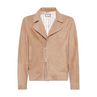 Brunello Cucinelli Suede biker jacket