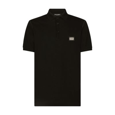 Dolce & Gabbana Cotton piqué polo-shirt with branded tag