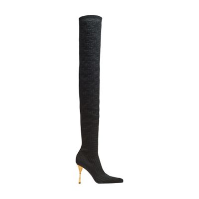 Balmain Moneta waders in monogrammed mesh