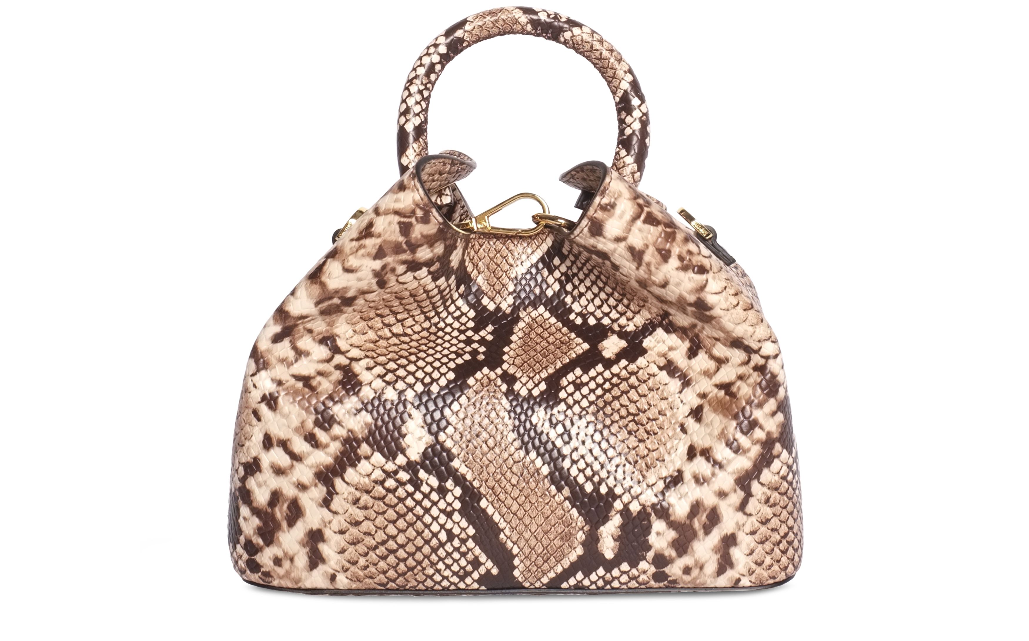 Elleme Baozi python print leather bag