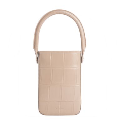 BY FAR Note Maxi Croco Embossed Leather Shoulder Bag