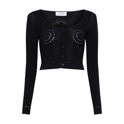 Marine Serre Pointelle Knitted Crop Cardigan