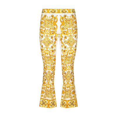 Dolce & Gabbana Majolica trumpet-leg silk pants