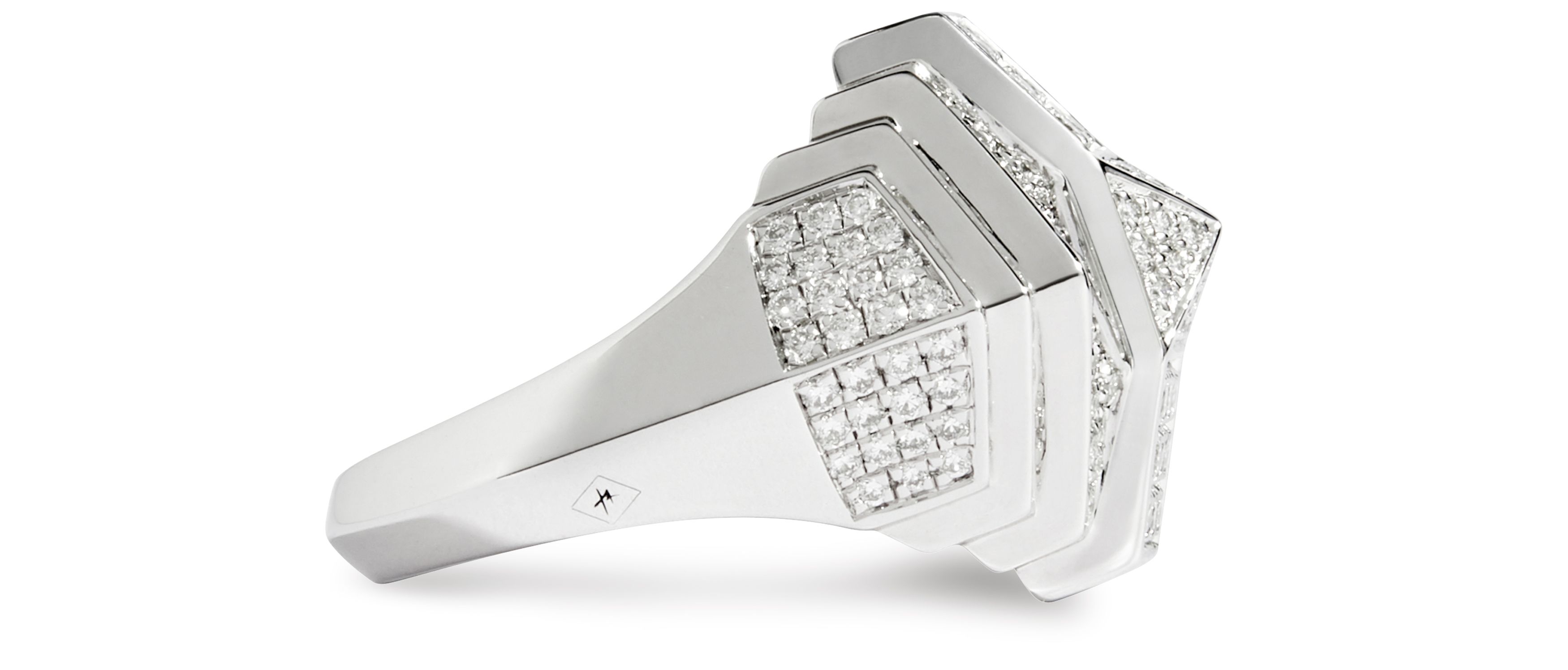  Mini Rockaway pyramid diamond & silver ring