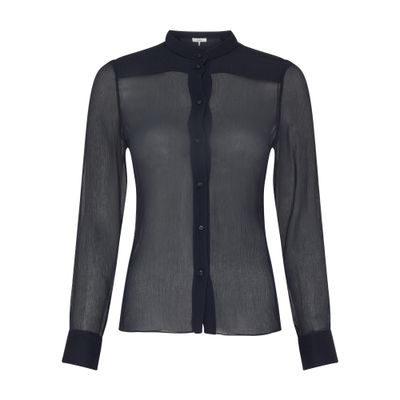 Chloé Fitted collarless silk crepe blouse