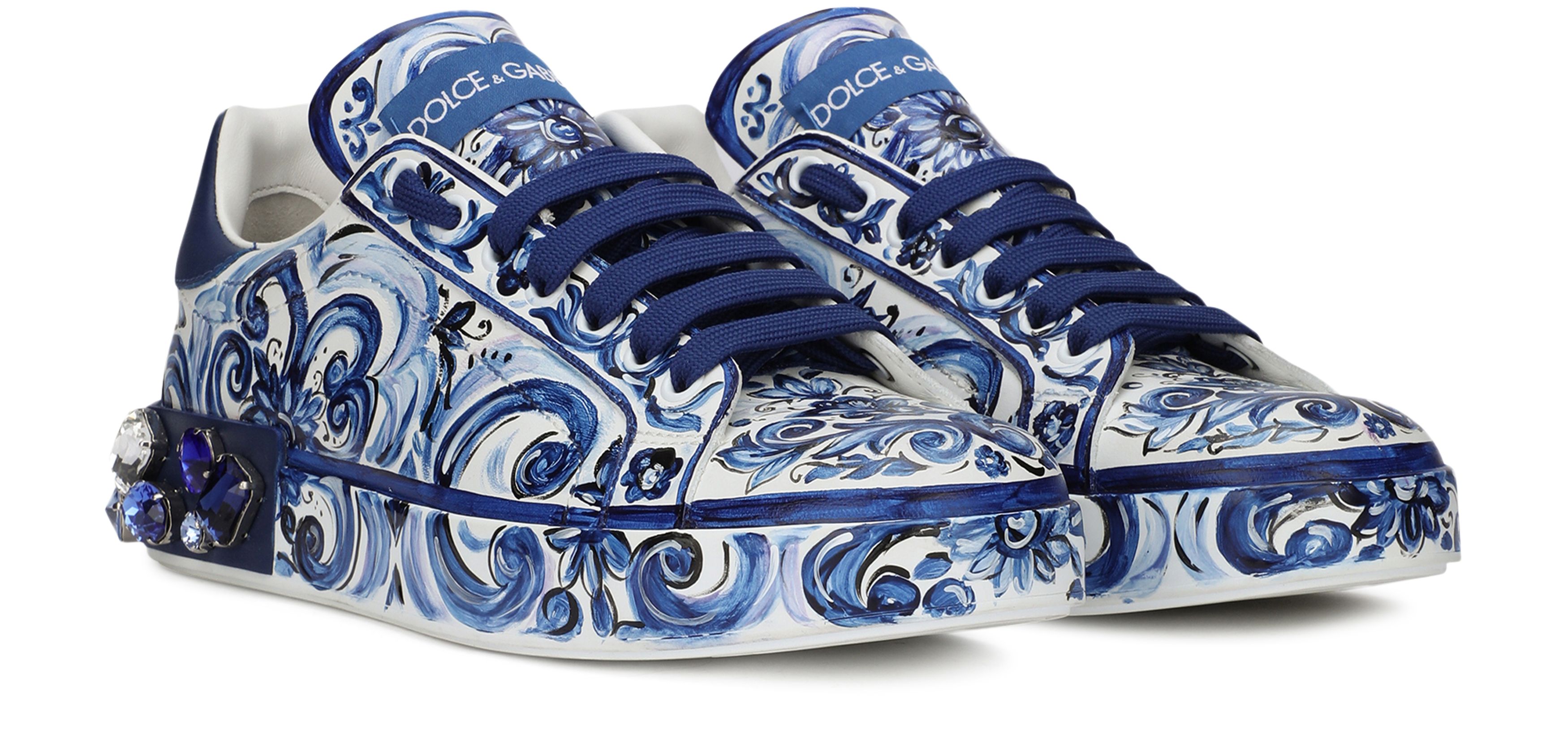 Dolce & Gabbana Majolica-print calfskin Portofino sneakers