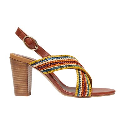  High-heeled raffia sandals