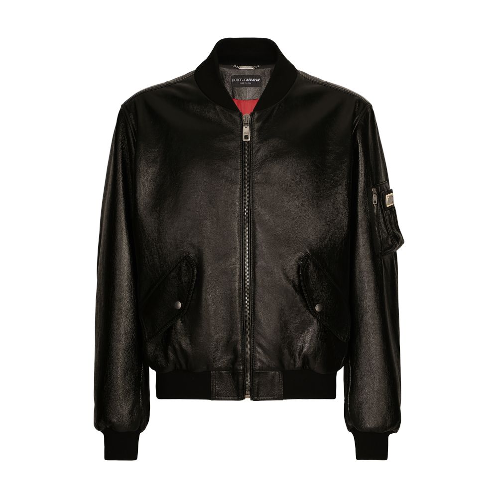 Dolce & Gabbana Leather jacket with branded tag