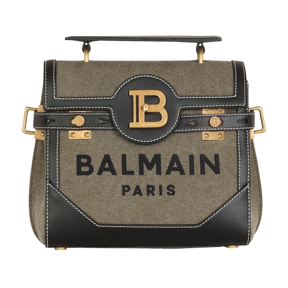 Balmain B-Buzz 23 canvas bag with leather inserts